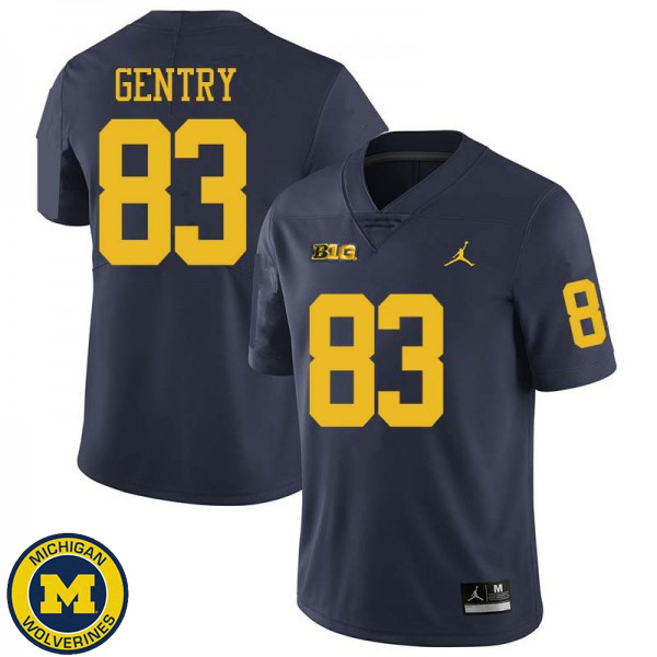 Men Michigan Wolverines #83 Zach Gentry Navy Jordan Brand Embroidery Jersey